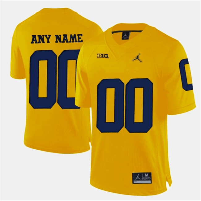 Men's Michigan Wolverines Custom Yellow Stitched Jersey Men's Michigan Wolverines Custom Yellow Stitched Jersey